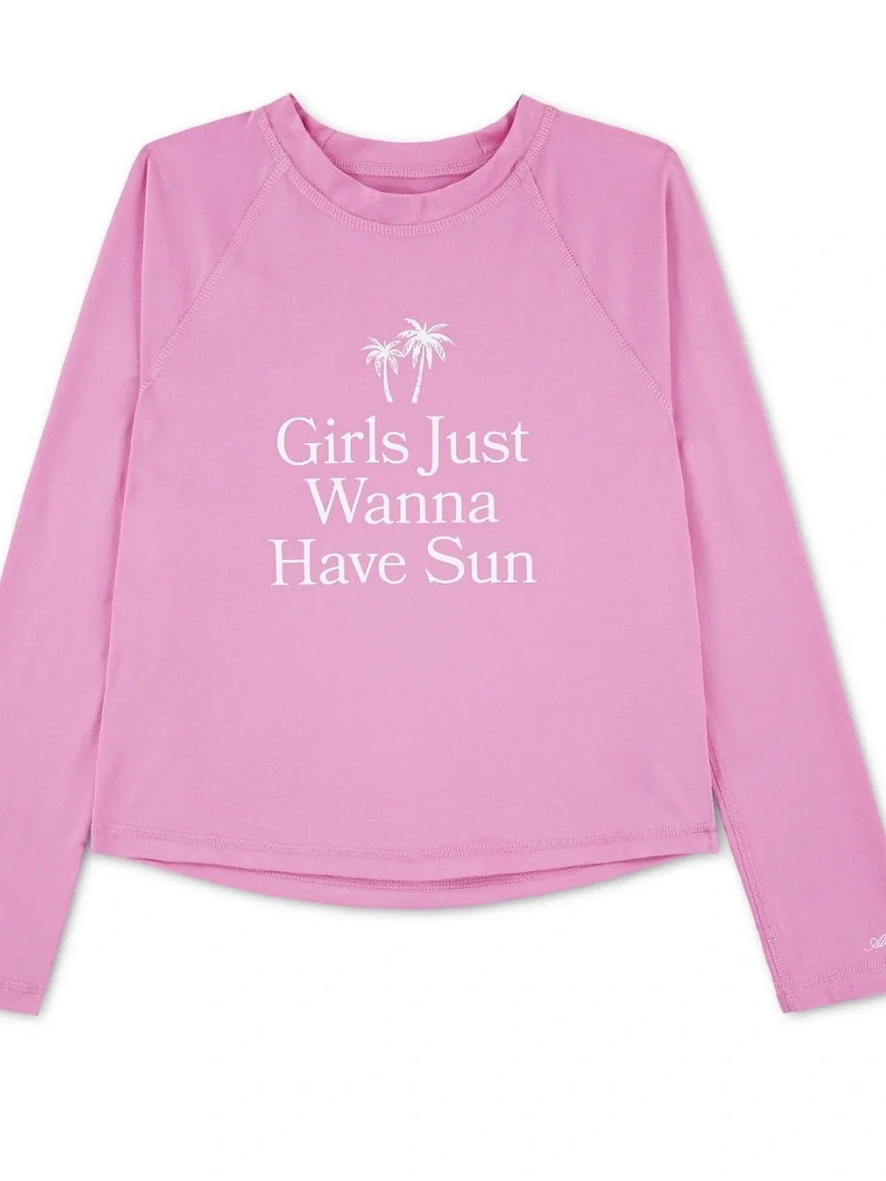Girls Just Wanna Have Sun Pink Rash Guard Swim Top